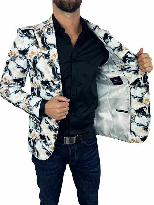 MARCO MILANO Marynarka męska C26 biała, marmurowy dym