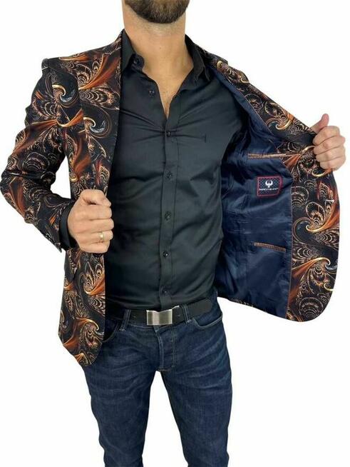 MARCO MILANO Marynarka męska C24 czarna złota glamour