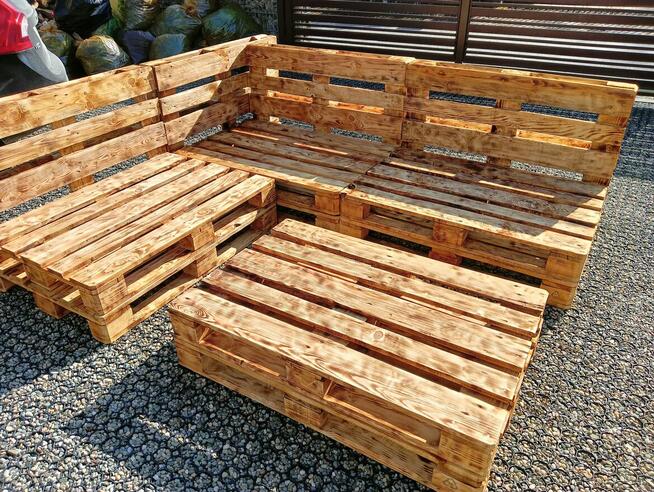 Meble paletowe ogrodowe z palet Narożnik + stolik Zestaw