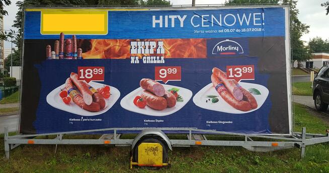 Mobilna reklama Przyczepa reklamowa Baner Billboard Wynajem