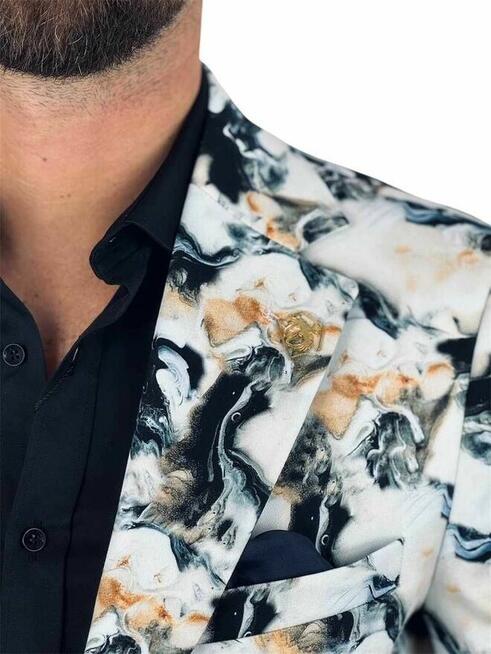 MARCO MILANO Marynarka męska C26 biała, marmurowy dym