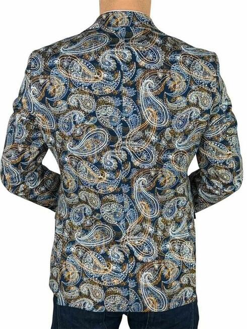 MARCO MILANO Marynarka męska C25 paisley, granatowa, beżowa,