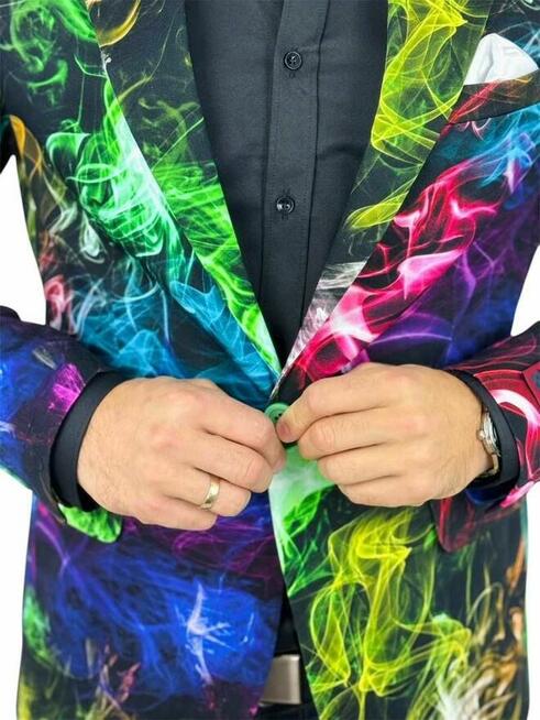 MARCO MILANO Marynarka męska C28 kolorowa, dymy, NEON wesoła