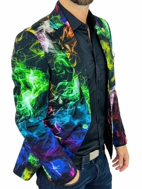 MARCO MILANO Marynarka męska C28 kolorowa, dymy, NEON wesoła