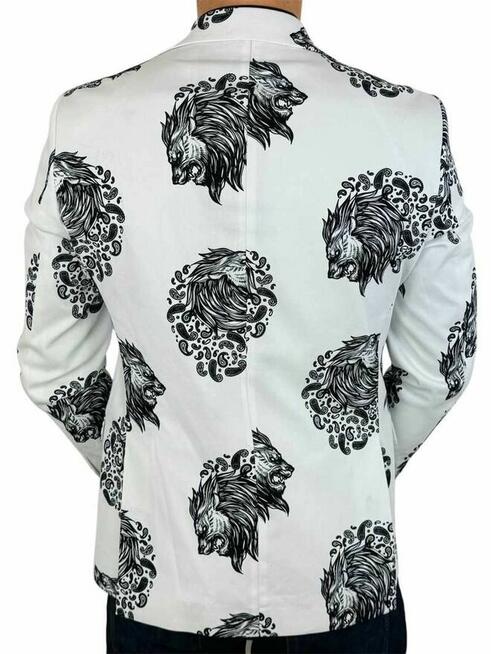 MARCO MILANO Marynarka męska C23 biała, czarny lew