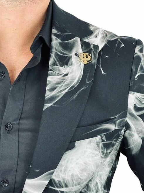 MARCO MILANO Marynarka męska C27 czarna biały dym