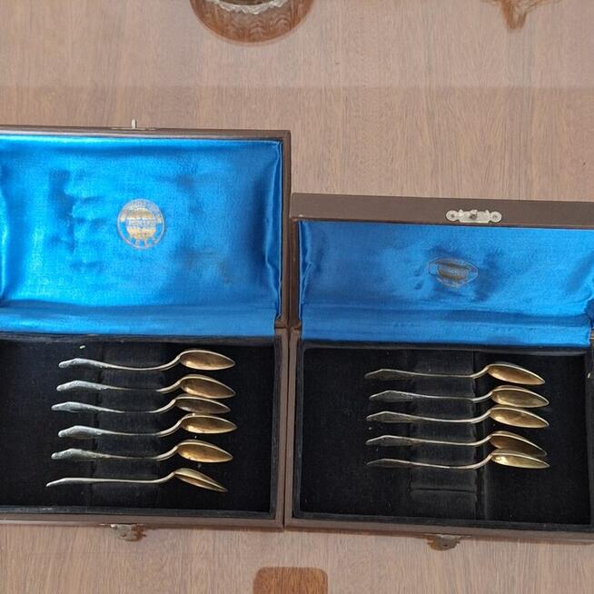 Łyżeczki do kawy srebrne pozłacane