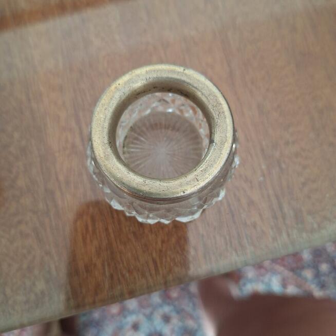 Pojemniczki kryształowa z pozłacaną opaską ze srebra