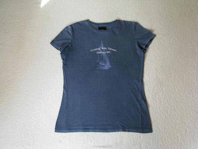 Granatowa koszulka Tatuum z żaglówką T-shirt rozm. M vintage