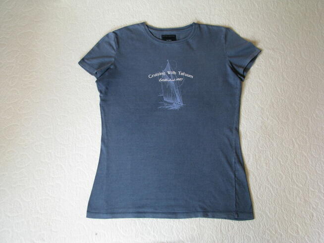 Granatowa koszulka Tatuum z żaglówką T-shirt rozm. M vintage