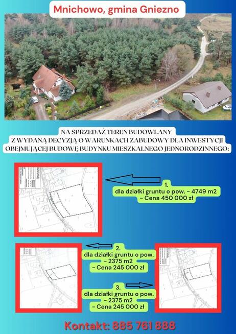 Na sprzedaż działka budowlana Mnichowo