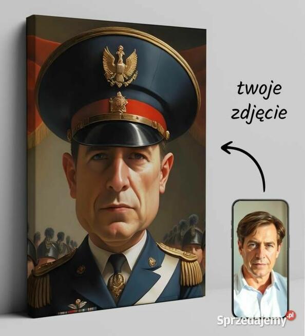 Obraz Portret na płótnie karykatura generała żółnierza
