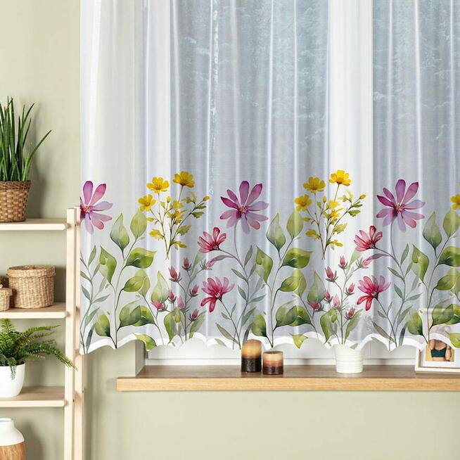 Nowe firany na balkon, kolorowe kwiaty, firany żakardowe