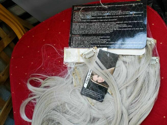 Peruka Damska długie włosy jasny blond doczepki treski