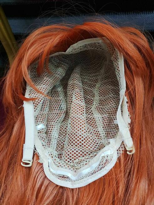 Peruka dla Kobiet Damska długie włosy ruda rude z grzywką