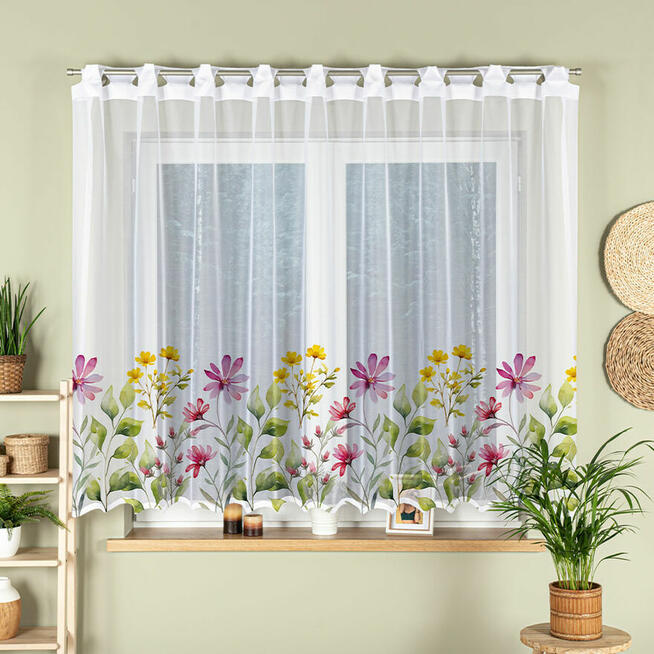 Nowe firany na balkon, kolorowe kwiaty, firany żakardowe