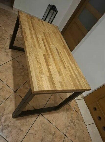 Stolik kawowy loftowy z drewna bukowego - nowy