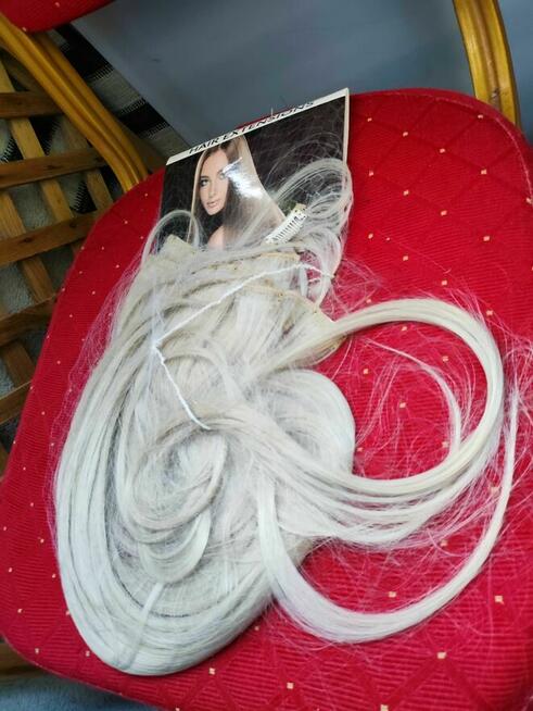 Peruka Damska długie włosy jasny blond doczepki treski