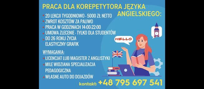 PRACA DLA KOREPETYTORA JĘZYKA ANGIELSKIEGO W WARSZAWIE