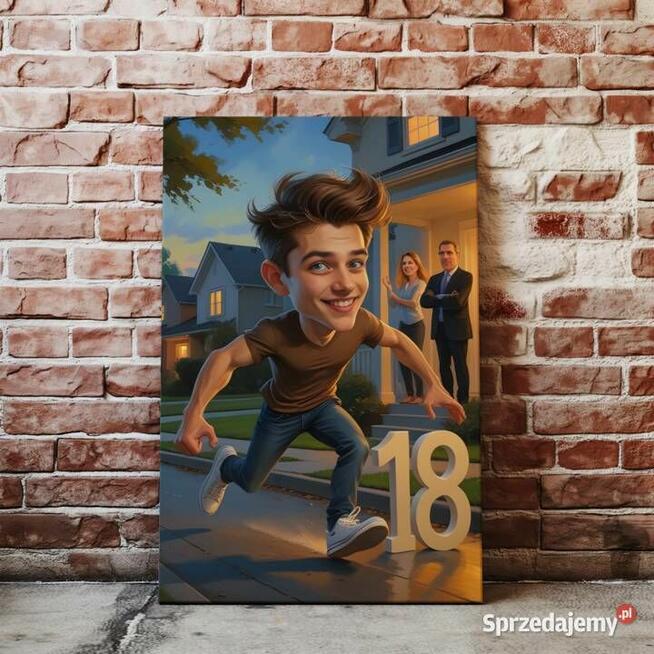 Obraz Portret na płótnie karykatura na 18stkę