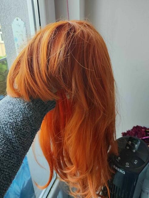 Peruka dla Kobiet Damska długie włosy ruda rude z grzywką