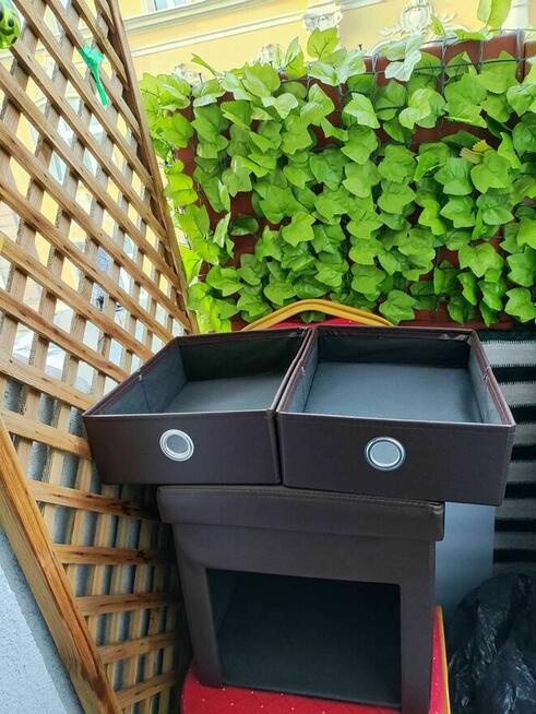 Pufa Tapicerowana Taboret Pufka szuflada szafka Brązowa