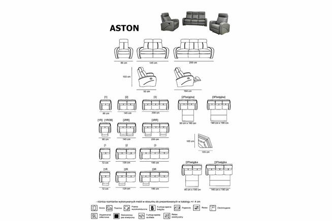Komplet wypoczynkowy Aston - skóra + eko
