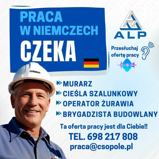 Cieśla szalunkowy praca w Niemczech