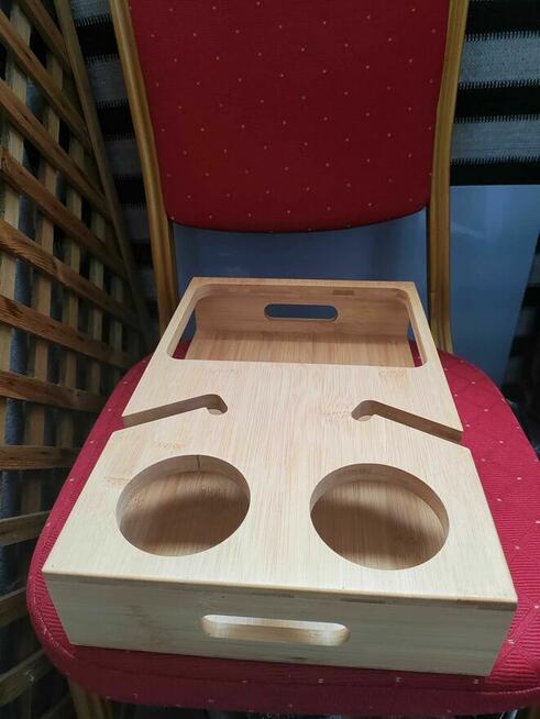 Drewniany Stolik przyłóżkowy Taca z drewna bambusa Bambusowy