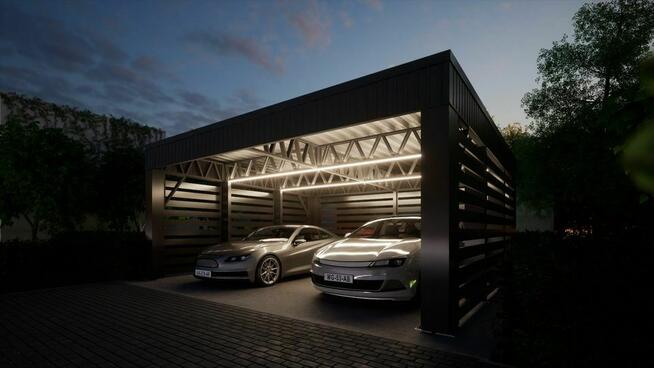 Carport z blachy + dach antracytowy