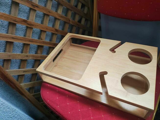 Drewniany Stolik przyłóżkowy Taca z drewna bambusa Bambusowy