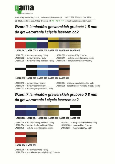 LAMINATY GRAWERSKIE LASER CO2 laminat grawerski