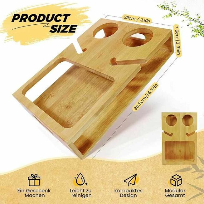 Drewniany Stolik przyłóżkowy Taca z drewna bambusa Bambusowy