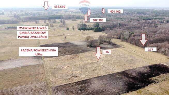 Gospodarstwo 4,9 ha, grunty orne, leśne Ostrownica