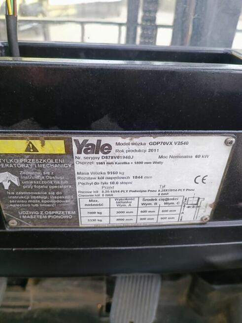 Wózek widłowy 7 t, diesel, Yale, idealny stan