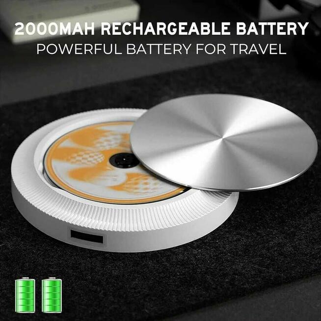 Przenośny Odtwarzacz CD Bluetooth BT Dyskmen biały Walkman