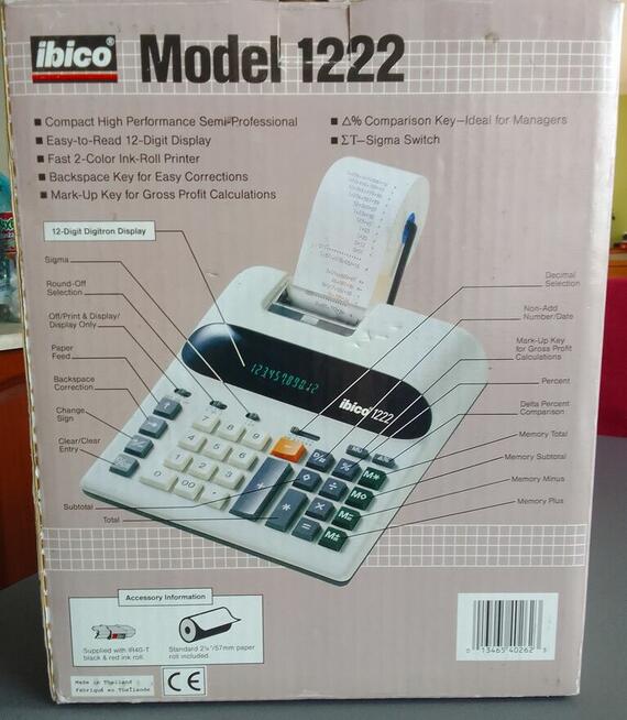 Kalkulator IBICO 1222 z drukarką + 4 rolki papieru 12 cyfrow