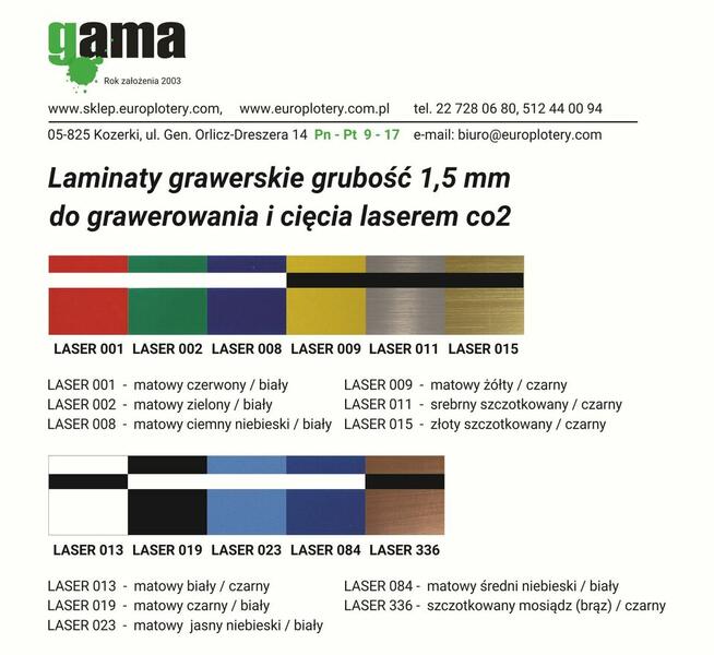 LAMINATY GRAWERSKIE LASER CO2 laminat grawerski