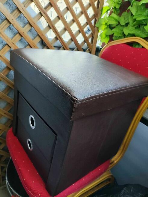 Pufa Tapicerowana Taboret Pufka szuflada szafka Brązowa