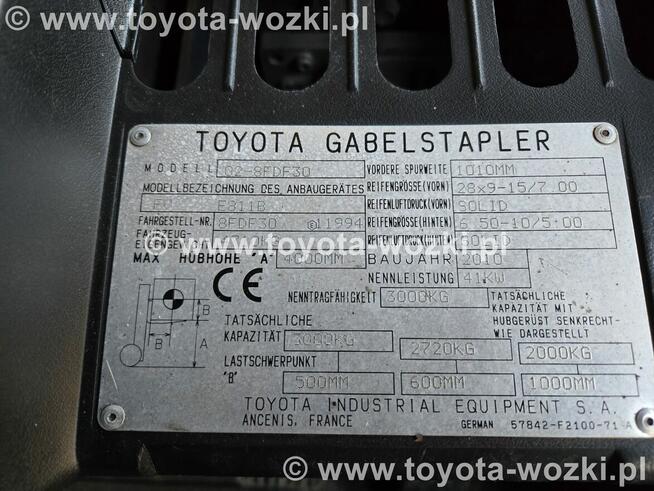 Wózek widłowy TOYOTA 8FDF30 , wolny skok, 8FD30 Linde