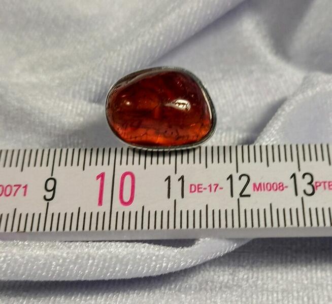 Pierścionek Srebrny z Bursztynem Roz.13/16,67mm