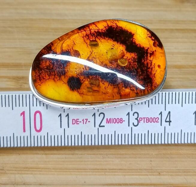 Pierścionek Srebrny z Bursztynem Roz.19/18,76mm