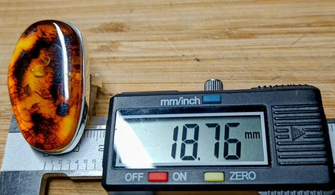 Pierścionek Srebrny z Bursztynem Roz.19/18,76mm