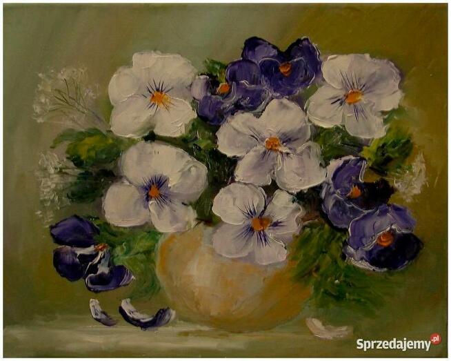 Bratki majowe obraz olejny 24cm-30cm dostępny