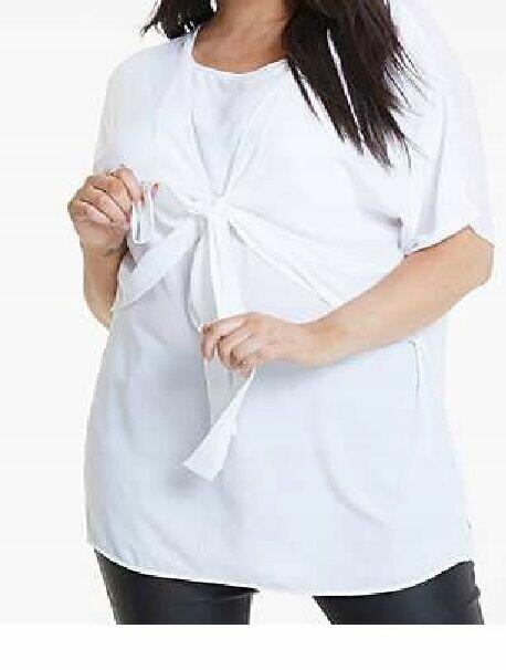 48 Bluzka damska biała z wiązaniem z przodu lekko prześwituj