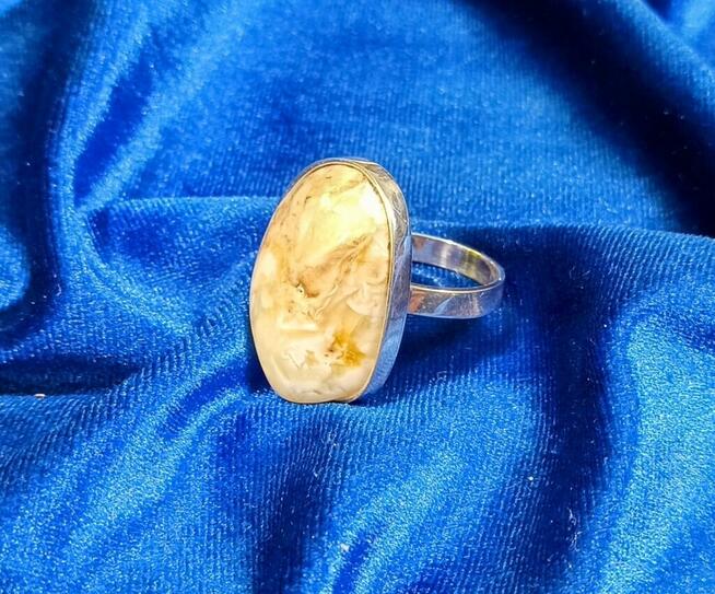 Pierścionek Srebrny z Bursztynem Roz.18/18,60mm