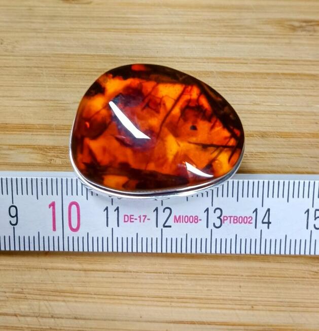 Pierścionek Srebrny z Bursztynem Roz.18/18,23mm