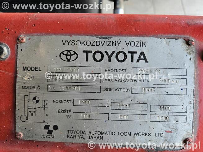 Wózek Widłowy TOYOTA 5FG18 , Wózki Widłowe TOYOTA 5FGF18 wid