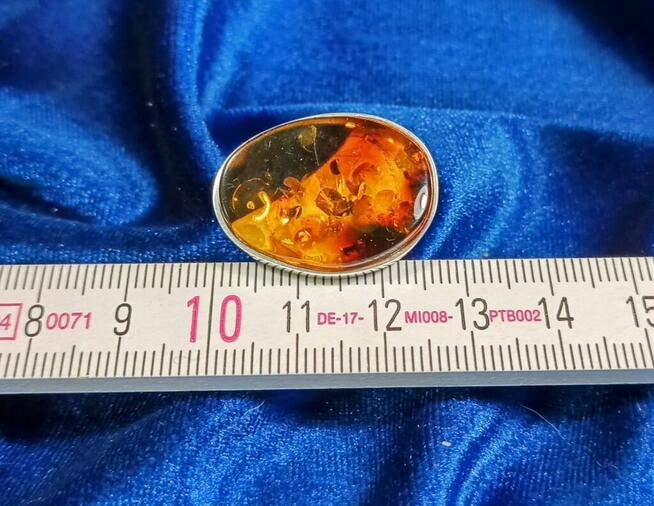 Pierścionek Srebrny z Bursztynem Roz.19/18,75mm