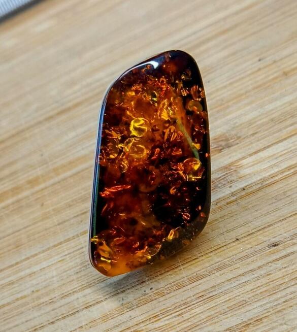 Pierścionki srebrny z bursztynem roz.21/śred.19,53mm